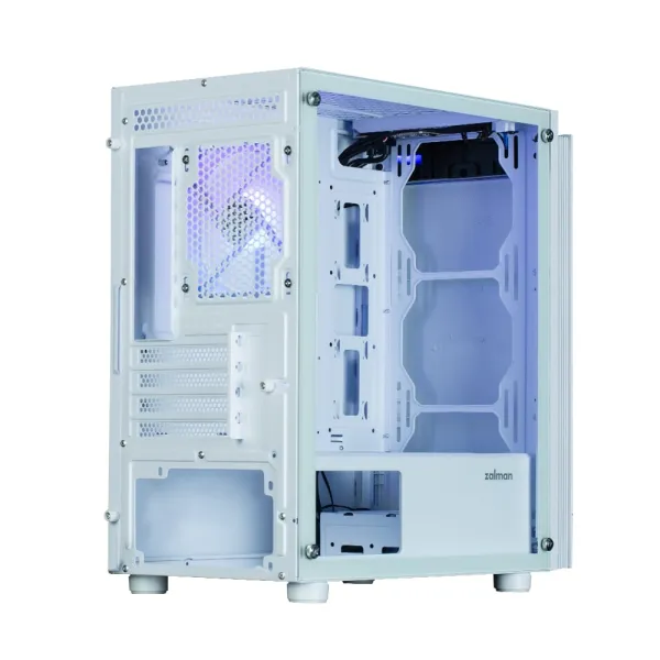 Корпус T4 Plus без БП, 2xUSB3.0, 1xUSB2.0, 1x120мм ARGB, VGA 3200мм, TG Side Panel, mATX, белый Zalman (T4PLUSWHITE) - Фото 12