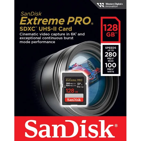 Карта памяти 128GB SD C10 UHS-II U3 R280/W100MB/s Extreme Pro V60 SanDisk (SDSDXEP-128G-GN4IN) - Фото 8
