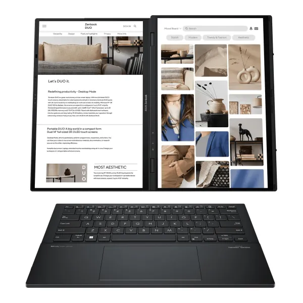 Ноутбук Zenbook Duo UX8406CA-PZ042X 14" 3K OLED, Intel Ultra 9 285H, 32GB, F2TB, UMA, Win11P, Серый ASUS (90NB14X1-M001F0) - Фото 1