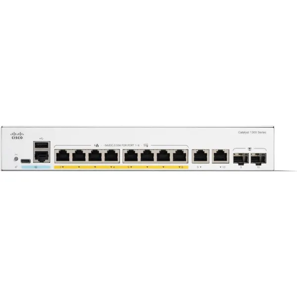 Коммутатор Catalyst 1300 8xGE, PoE, Ext PS, 2x1G Combo Cisco (C1300-8P-E-2G) - Фото 1