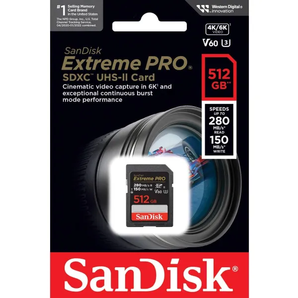 Карта памяти 512GB SD C10 UHS-II U3 R280/W150MB/s Extreme Pro V60 SanDisk (SDSDXEP-512G-GN4IN) - Фото 5