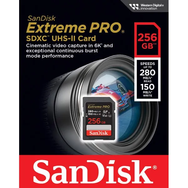 Карта памяти 256GB SD C10 UHS-II U3 R280/W150MB/s Extreme Pro V60 SanDisk (SDSDXEP-256G-GN4IN) - Фото 8