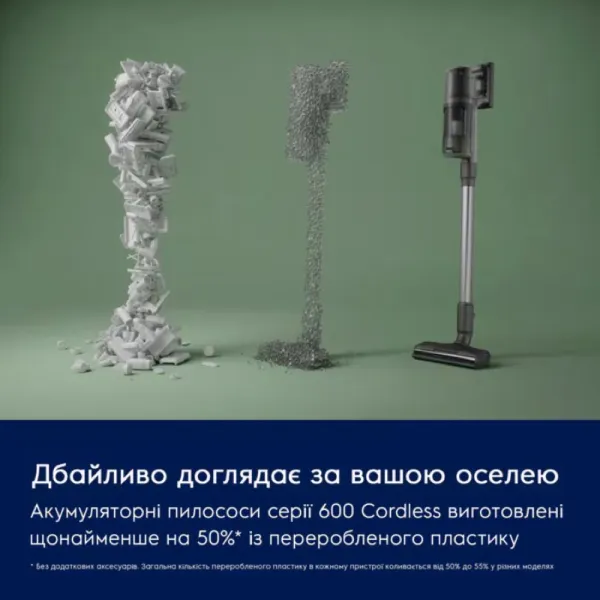 Пылесос беспроводный, влажная уборка, конт пыль -0.5л, автон. раб. до 50мин, вес-2.49кг, НЕРА12, 5 насадок, синий Electrolux (EP61H21WET) - Фото 6