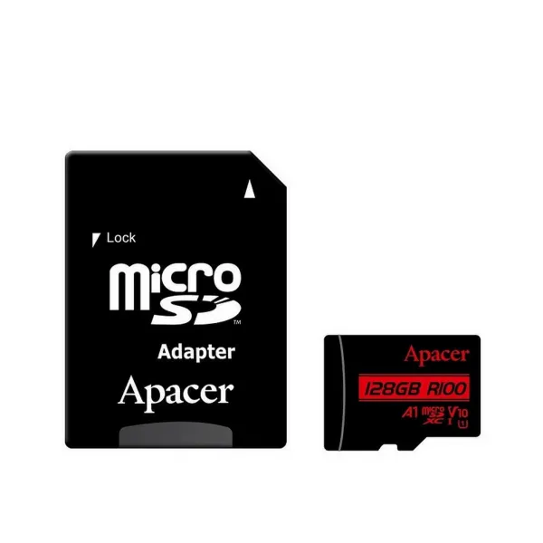 Карта пам'яті 128GB microSD C10 UHS-I R100MB/s + SD Apacer (AP128GMCSX10UB-R)