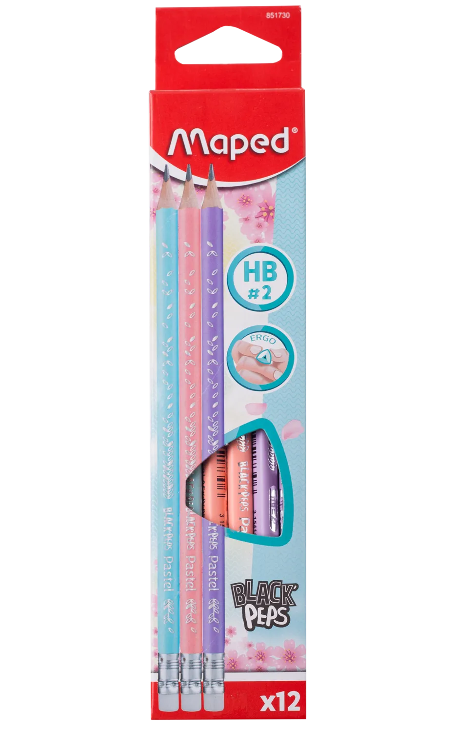 Карандаш графитовый BLACK PEPS HB, с ластиком, PASTEL Maped (MP.851730) Карандаш графитовый BLACK PEPS HB, с ластиком, PASTEL Maped (MP.851730)