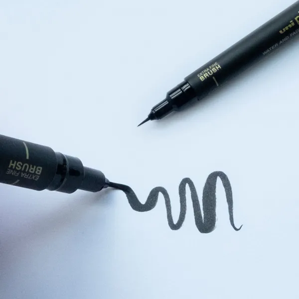 Лайнер браш PIN Brush FINE LINE, чорний Uni (PINBR-500EF(S)BLACK) - Фото 3