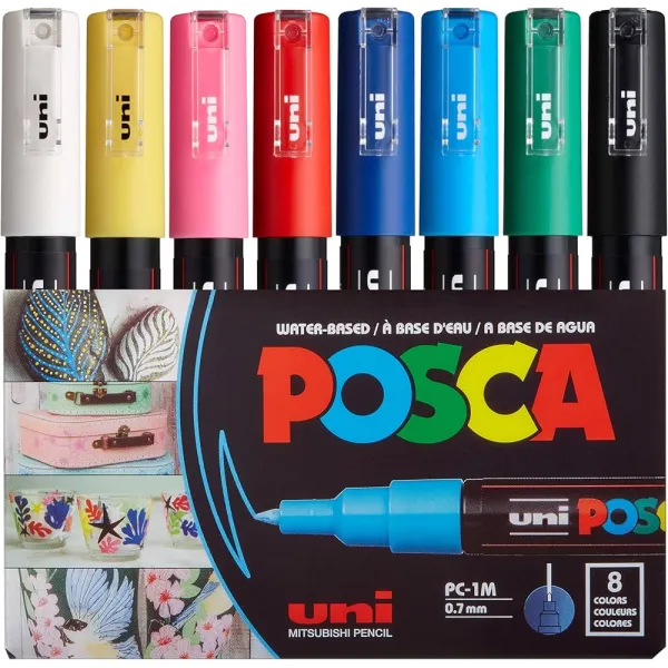 Набор маркеров для рисования POSCA, 0,7-1 мм, 8 шт Uni (PC-1M 8C)