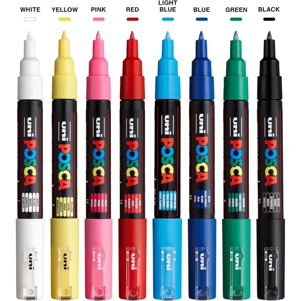 Набор маркеров для рисования POSCA, 0,7-1 мм, 8 шт Uni (PC-1M 8C) - Фото 1