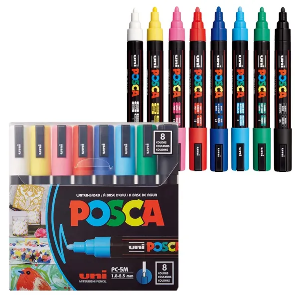 Набор маркеров для рисования POSCA, 1,8-2,5 мм, 8 шт Uni (PC-5M 8C)