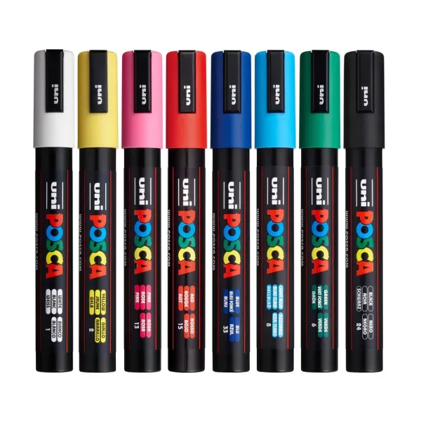 Набор маркеров для рисования POSCA, 1,8-2,5 мм, 8 шт Uni (PC-5M 8C) - Фото 1