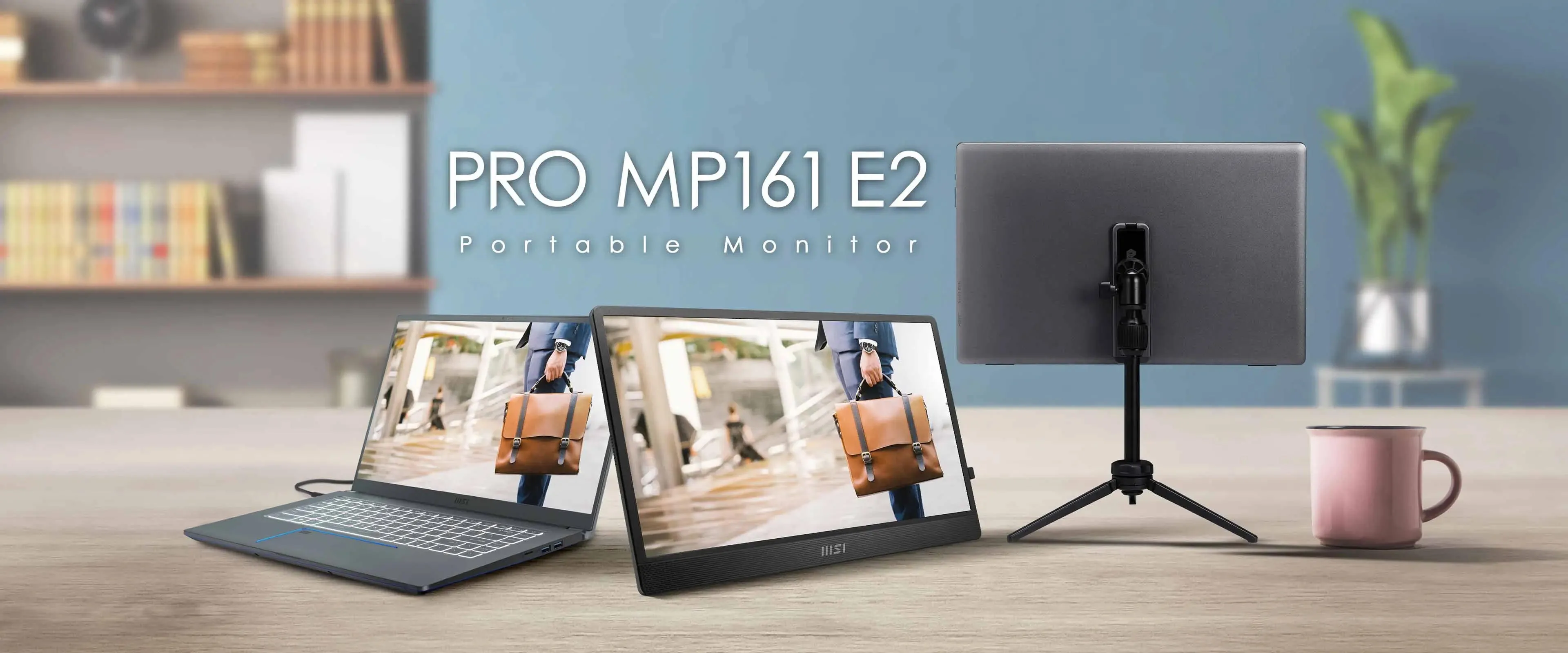 Монитор портативный 15.6" PRO MP161-E2 mHDMI, 2xUSB-C, MM, IPS, Cover MSI (9S6-3PB70H-020) - Фото 1