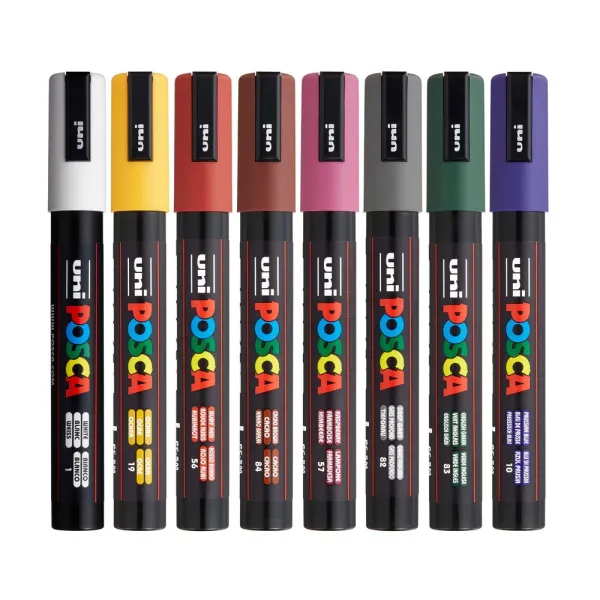 Набор маркеров для рисования POSCA Dark Color, 1,8-2,5 мм, 8 шт Uni (PC-5M DARK COLOR 8C) - Фото 1
