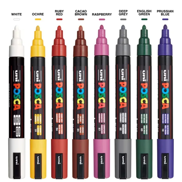 Набор маркеров для рисования POSCA Dark Color, 1,8-2,5 мм, 8 шт Uni (PC-5M DARK COLOR 8C) - Фото 2