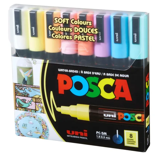 Набор маркеров для рисования POSCA Soft Color, 1,8-2,5 мм, 8 шт Uni (PC-5M SOFT COLOR 8C)
