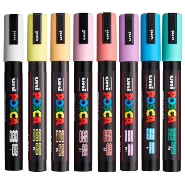 Набор маркеров для рисования POSCA Soft Color, 1,8-2,5 мм, 8 шт Uni (PC-5M SOFT COLOR 8C) - Фото 1