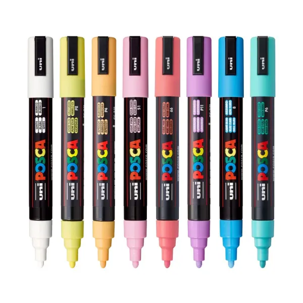 Набор маркеров для рисования POSCA Soft Color, 1,8-2,5 мм, 8 шт Uni (PC-5M SOFT COLOR 8C) - Фото 2