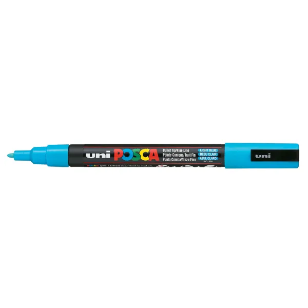 Маркер для рисования POSCA, 0.9-1.3 мм, голубой Uni (PC-3M.L.Blue)