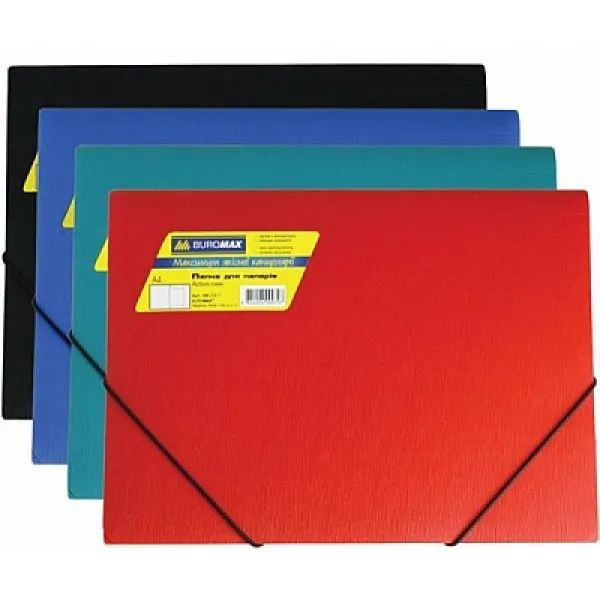 Папка на гумках А4, глянцевий непрозор. пластик, асорті Buromax (BM.3913-99)