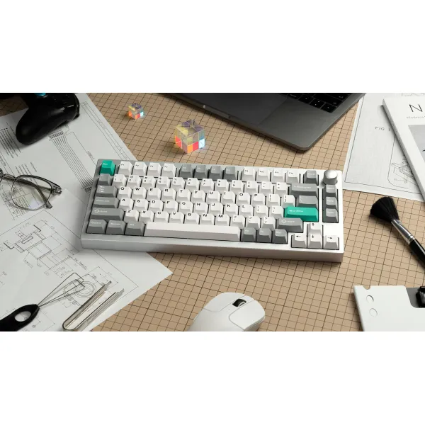 Клавиатура WL/BT/USB-A механическая, RGB P1 Pro, Keychron Super Brown, Hot-Swap, EN/UKR, Space Silver Lemokey (P1P-X3-UA) - Фото 1