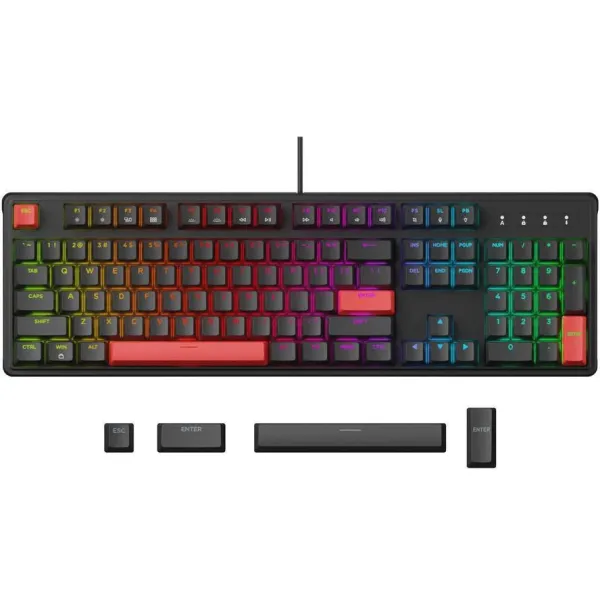 Клавиатура USB-A механическая, RGB X3, Keychron Red, Hot-Swap, EN/UKR, чёрная Lemokey (X3-H1-UA) - Фото 7