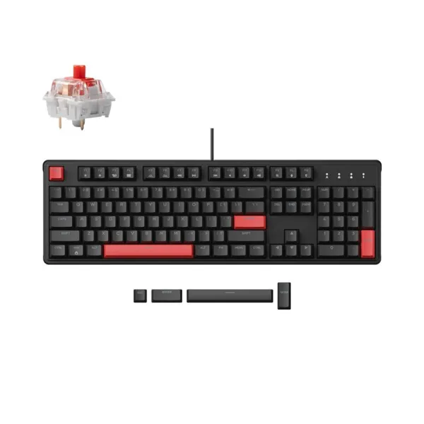 Клавиатура USB-A механическая, RGB X3, Keychron Red, Hot-Swap, EN/UKR, чёрная Lemokey (X3-H1-UA) - Фото 8