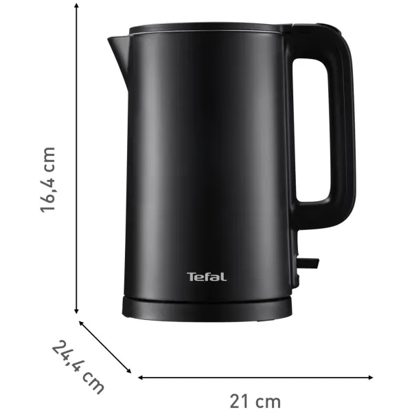 Электрочайник Thermo Protect, 1.5л, пластик, черный Tefal (KO1408E0) - Фото 1