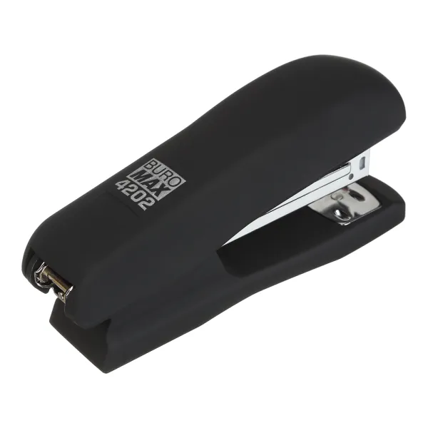 Степлер пластиковий, RUBBER TOUCH, 20 арк., (скоби №24; 26), 127х54х33 мм, чорний Buromax (BM.4202-01) - Фото 1
