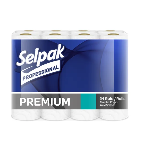 Папір туалетний целюлозний Premium, по 24 рул., 3-х шаровий, 18,6м, білий Selpak Pro (sp.18201)