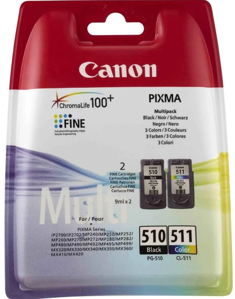 Комплект картридж PG-510 черный + картридж CL-511 цветной Canon (2970B017) - Фото 3