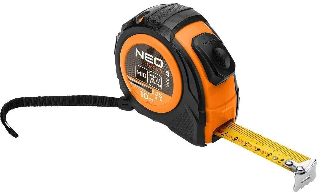 Рулетка, 10мx25мм, з фіксатором змотування Neo Tools (67-225) - Фото 1