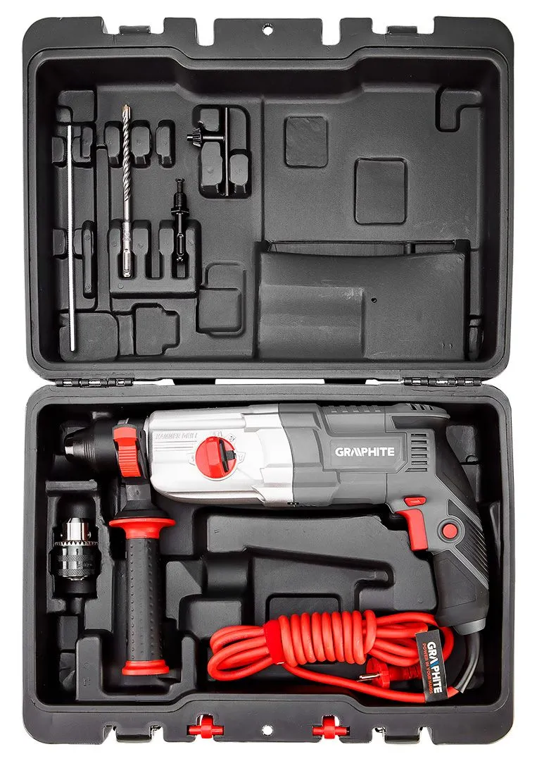 Перфоратор SDS-plus 800Вт 2.8Дж кейс 3.28кг GRAPHITE (58G538) - Фото 11