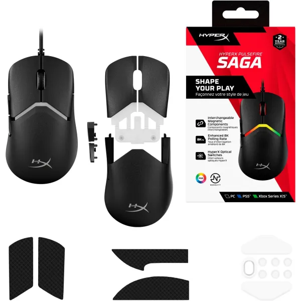 Мишь USB-A RGB Pulsefire Saga чёрная HyperX (A2PB3AA) - Фото 14