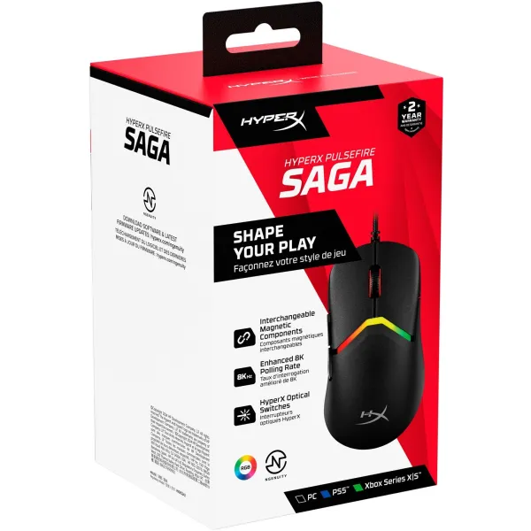 Мишь USB-A RGB Pulsefire Saga чёрная HyperX (A2PB3AA) - Фото 15