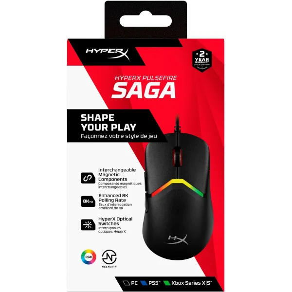 Мишь USB-A RGB Pulsefire Saga чёрная HyperX (A2PB3AA) - Фото 17