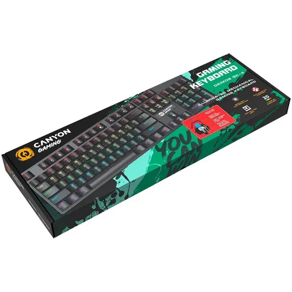 Клавиатура USB Deimos GK-4 Rainbow LED, ENG/UKR, чёрная Canyon (CND-SKB4-US) - Фото 1