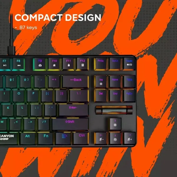 Клавіатура USB, RGB Cometstrike GK-50, TKL, ENG/UKR, чорна Canyon (CND-SKB50-US) - Фото 4