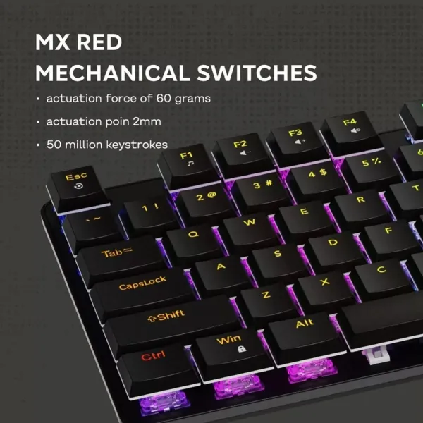 Клавіатура USB, RGB Cometstrike GK-50, TKL, ENG/UKR, чорна Canyon (CND-SKB50-US) - Фото 8