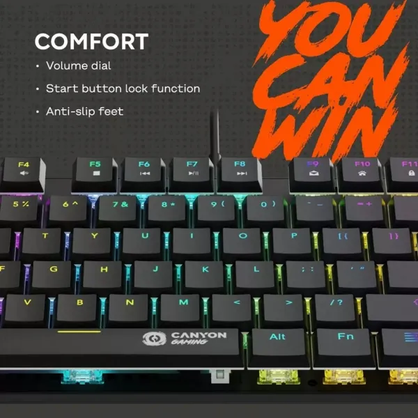 Клавіатура USB, RGB Cometstrike GK-50, TKL, ENG/UKR, чорна Canyon (CND-SKB50-US) - Фото 9