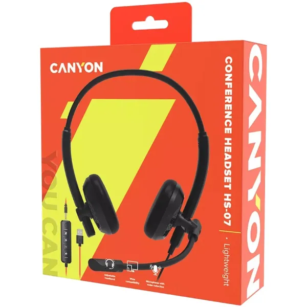 Гарнитура проводная HS-07 чёрная Canyon (CNS-HS07B) - Фото 9