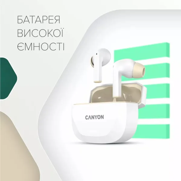 Наушники беспроводные BT Hexagon 7 черно-желтые Canyon (CNS-TWS7BY) - Фото 9