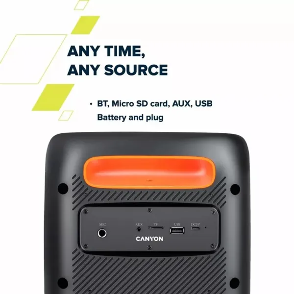 Колонка портативная OnFun 5, чёрно-оранжевая Canyon (CNE-PBSP5) - Фото 5