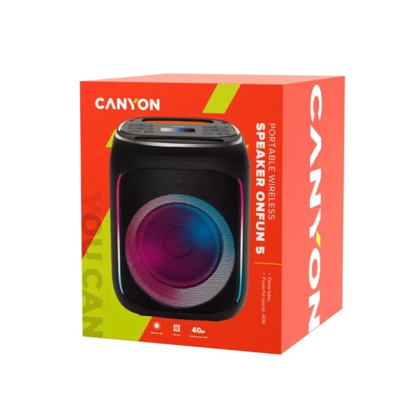 Колонка портативная OnFun 5, чёрно-оранжевая Canyon (CNE-PBSP5) - Фото 11