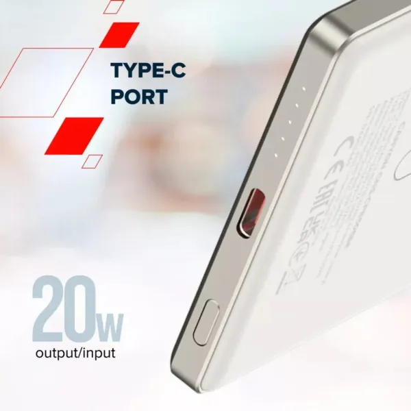 Аккумулятор внешний Power Bank 5000 mAh OnPower 505 slim Magsafe PD 20W серый Canyon (CNS-CPB505DG) - Фото 8