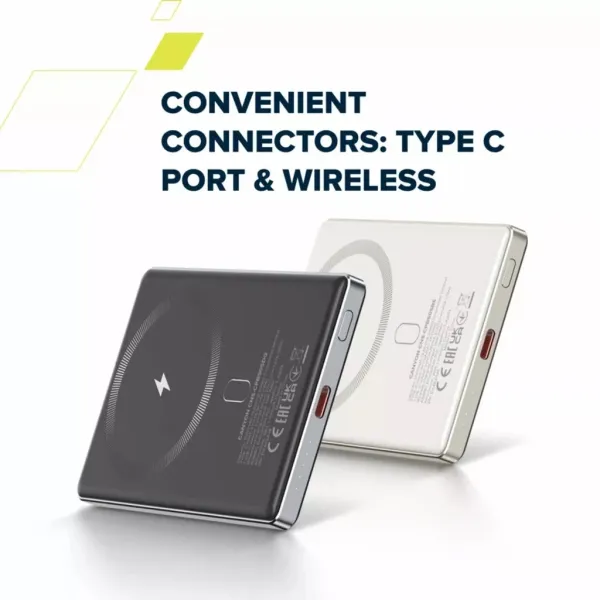 Аккумулятор внешний Power Bank 5000 mAh OnPower 505 slim Magsafe PD 20W бежевый Canyon (CNS-CPB505BE) - Фото 1