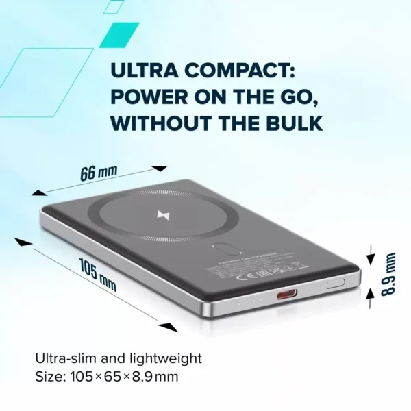 Аккумулятор внешний Power Bank 5000 mAh OnPower 505 slim Magsafe PD 20W бежевый Canyon (CNS-CPB505BE) - Фото 8