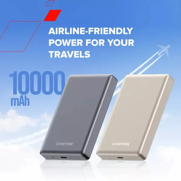 Аккумулятор внешний Power Bank 10000 mAh OnPower 505 slim Magsafe PD 20W бежевый Canyon (CNS-CPB510BE) - Фото 5
