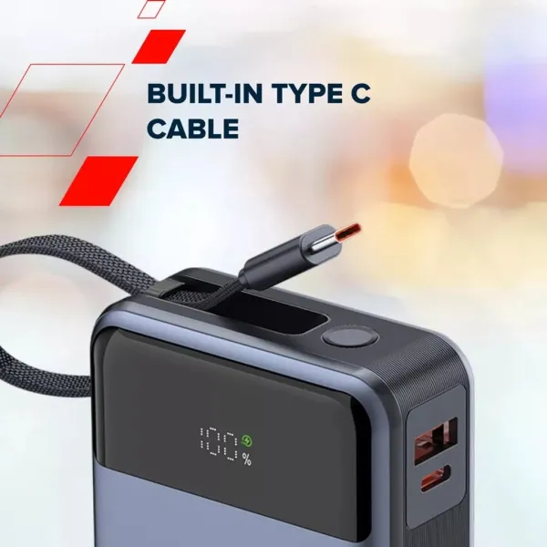 Аккумулятор внешний Power Bank 20000 mAh OnPower 600 built-in cable PD 65W серый Canyon (CNS-CPB600DG) - Фото 1
