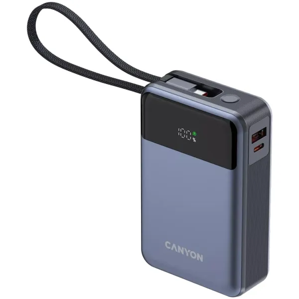 Аккумулятор внешний Power Bank 20000 mAh OnPower 600 built-in cable PD 65W серый Canyon (CNS-CPB600DG) - Фото 6