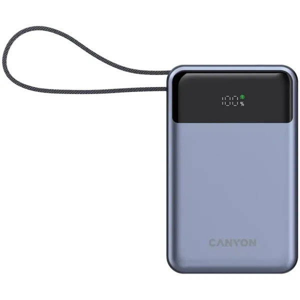 Аккумулятор внешний Power Bank 20000 mAh OnPower 600 built-in cable PD 65W серый Canyon (CNS-CPB600DG) - Фото 6