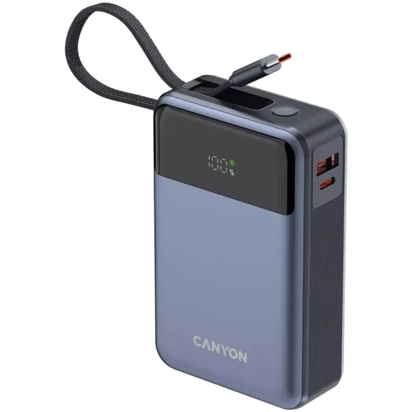 Аккумулятор внешний Power Bank 20000 mAh OnPower 600 built-in cable PD 65W серый Canyon (CNS-CPB600DG) - Фото 9